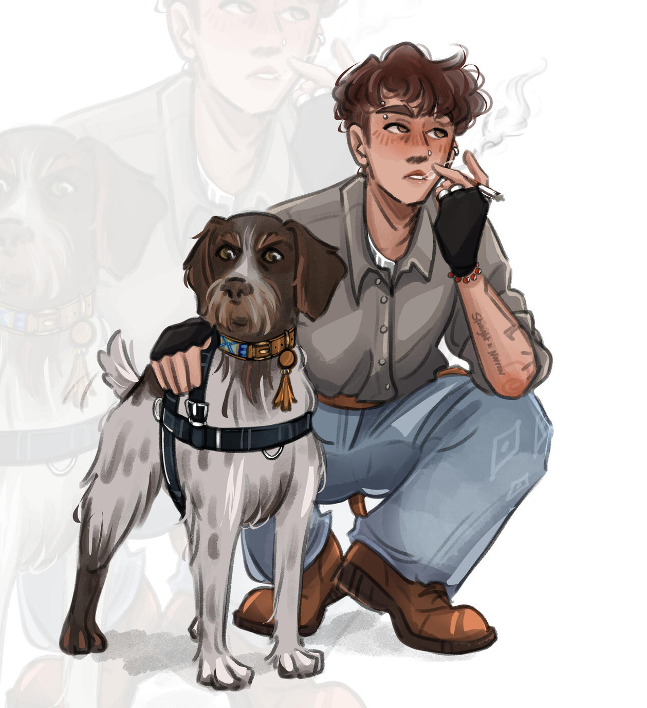 COLORED FULL BODY WITH AN ANIMAL